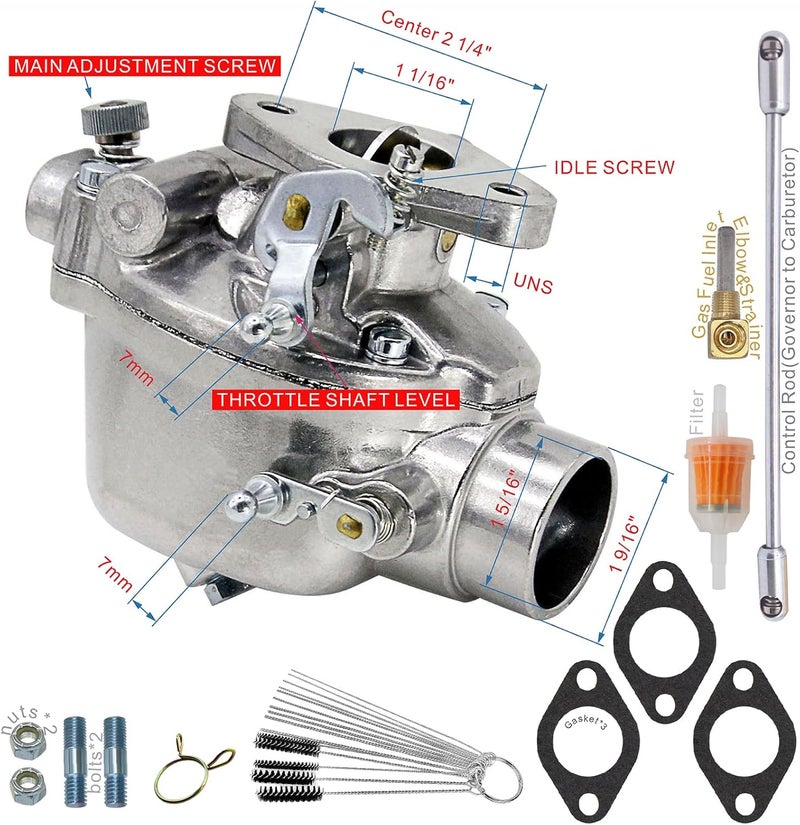 THUNDERMINGO Carburetor For Ford Tractor 2N 8N 9N Heavy Duty Marvel Schebler TSX33 TSX241 Replacement For 8N9510C-HD 8N9510C 9N9510A B3NN9510A Carb with Fuel Sediment Bowl Gasket and Bolts - Image 2